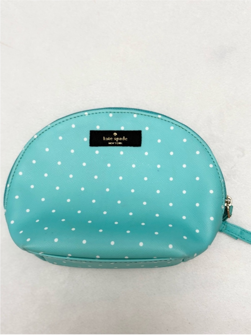 kate spade tea garden dot dome turquoises White Polka Dot Cosmetic Pouch